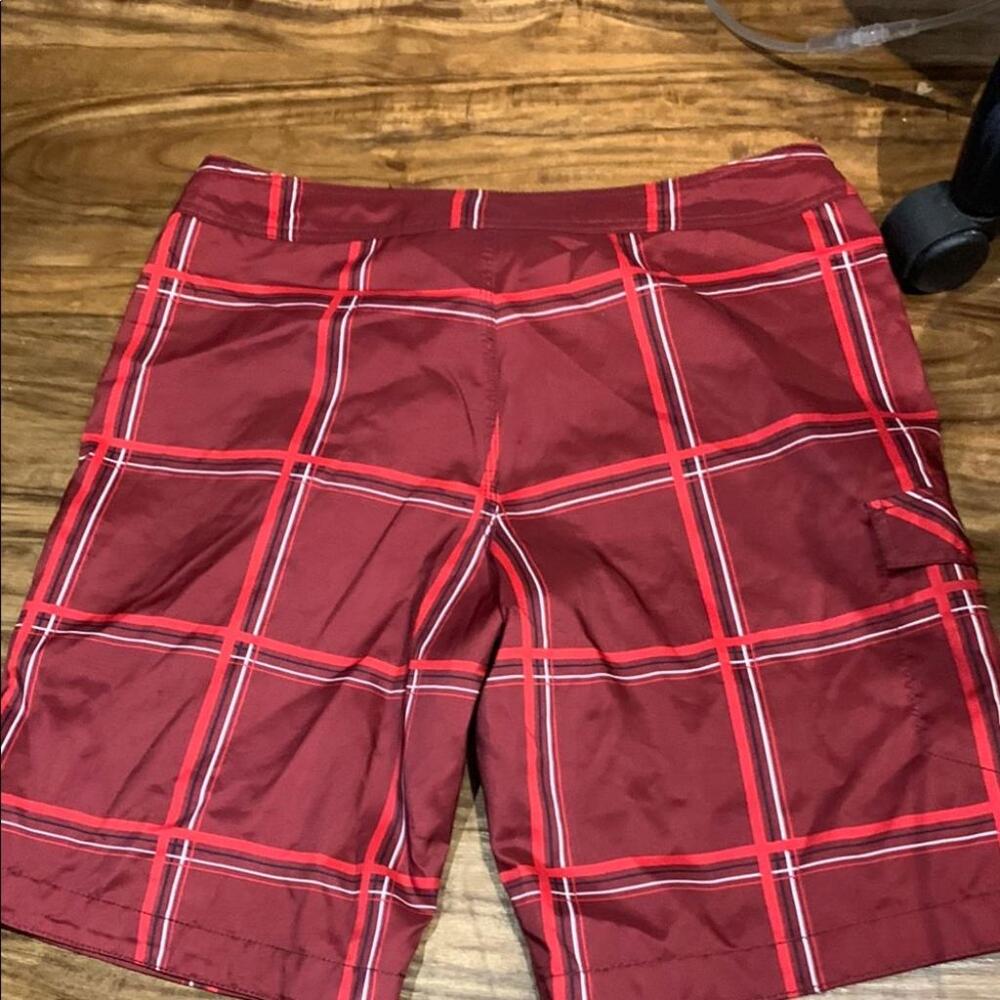 Old Navy Men's Burgundy Plaid Swim Shorts